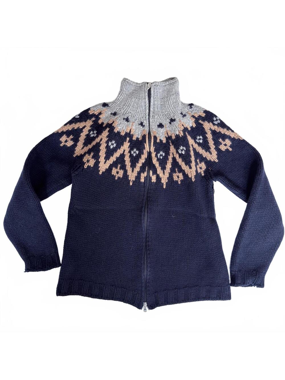 Brunello Cucinelli - Fair Isle Virgin Wool Zip-Up Cardigan - Small - Navy
